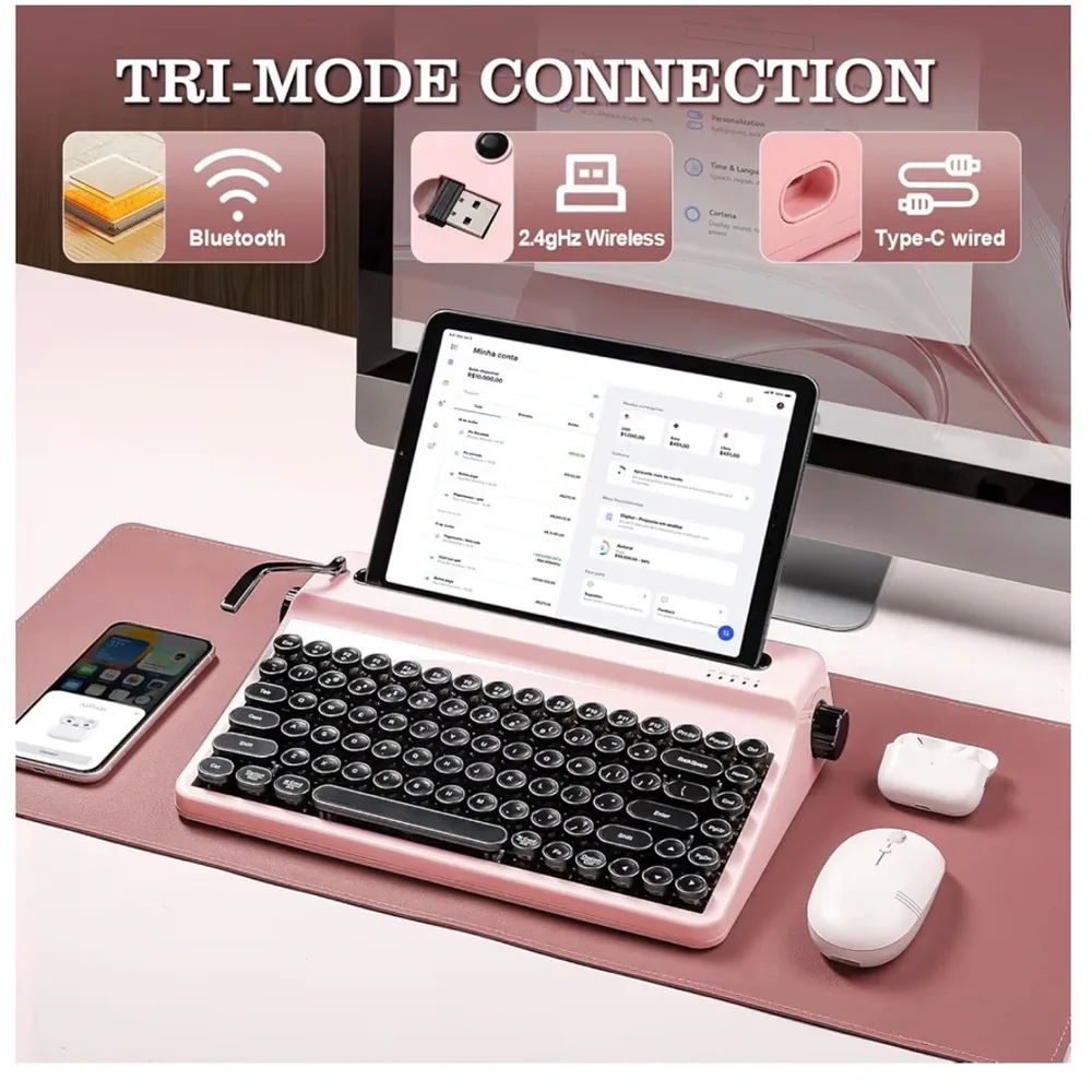 YUNZII QL75 Wireless Typewriter Hot Swap Retro Mechanical Keyboard.